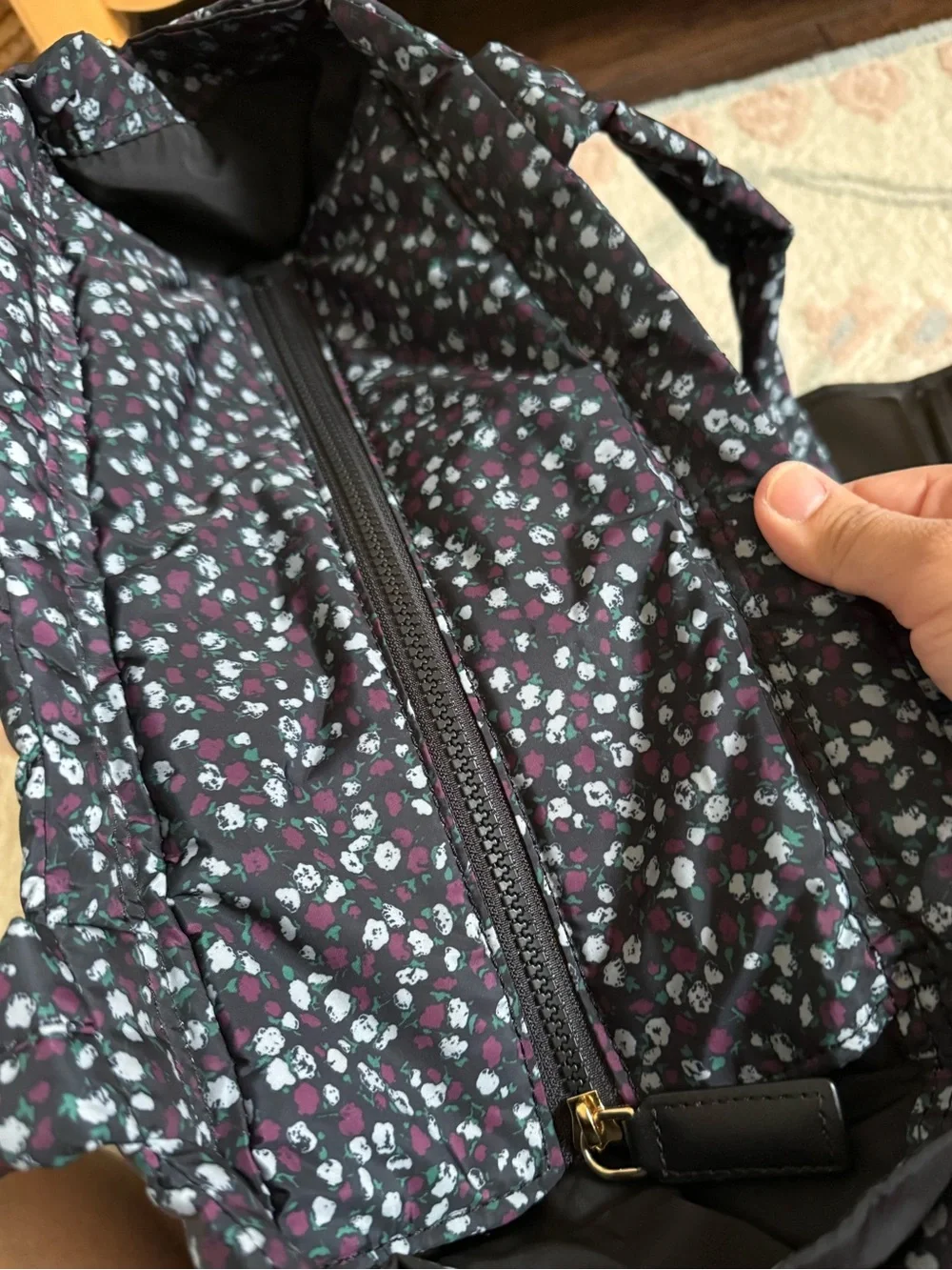 Marc Jacobs Black Quilted Floral diaper bag with Matching changing pad